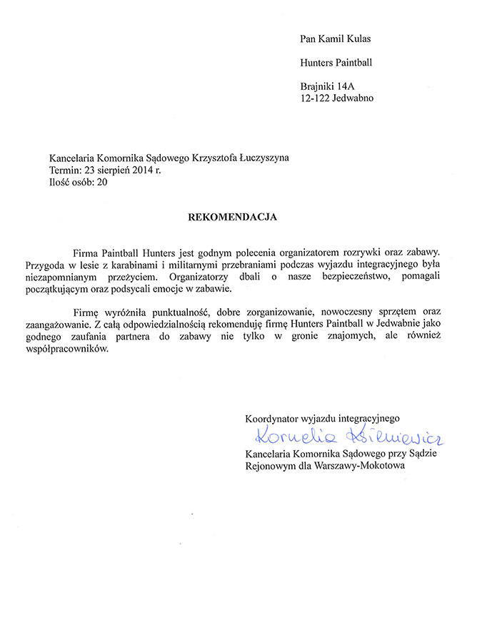 rekomendacja  kancelaria komornicza